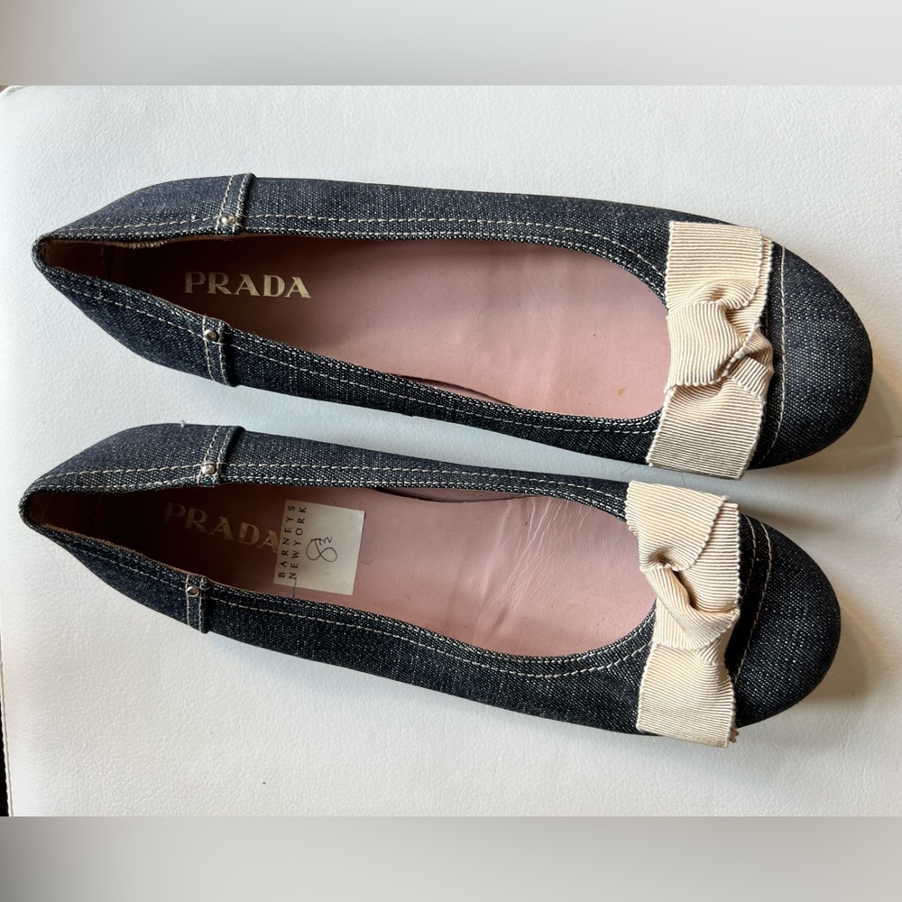 Jean Prada flat shoes with ribbon bow - size 8 1/2